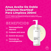 Cargar imagen en el visor de la galería, Aceite de Doble Limpieza Anua Heartleaf Para Limpieza profunda de Poros 200ml - Previene Puntos negros - No comedogénico
