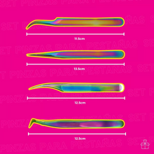 Cargar imagen en el visor de la galería, Set De 4 Pinzas Kit De Pestañas 1x1 Volumen Tornasol
