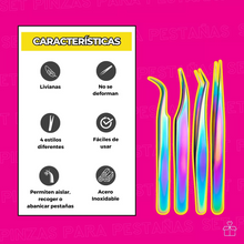 Cargar imagen en el visor de la galería, Set De 4 Pinzas Kit De Pestañas 1x1 Volumen Tornasol
