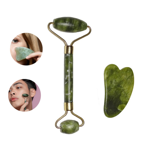 Rodillo De Jade Y Gua Sha Espátula Jade Facial Elasticidad en Caja OnlyShop Mexico