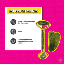 Cargar imagen en el visor de la galería, Rodillo De Jade Y Gua Sha Espátula Jade Facial Elasticidad en Caja OnlyShop Mexico
